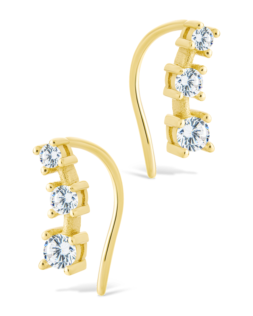 Sterling Silver Round Cut Mini Ear Crawlers
