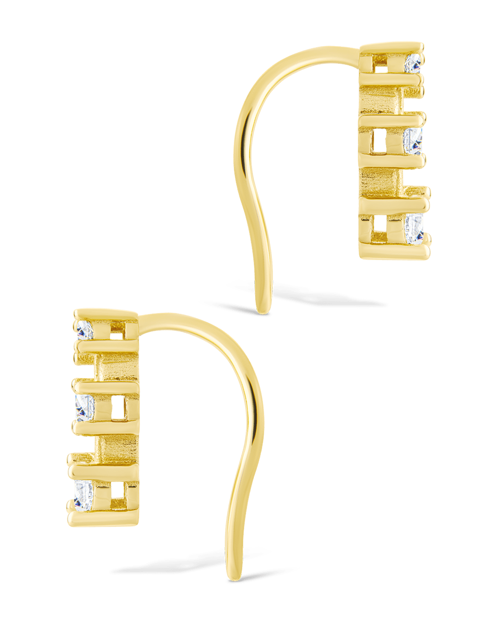 Sterling Silver Round Cut Mini Ear Crawlers