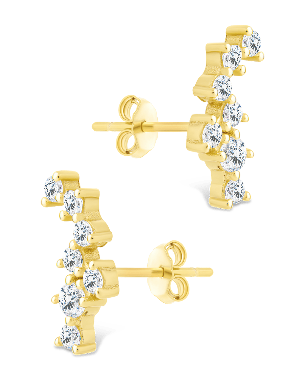 Sterling Silver Round Cut Cluster CZ Crawlers