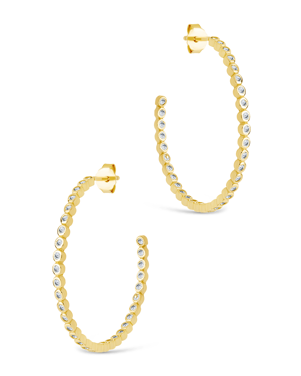 Sterling Silver Bezel Statement Bubble Hoops