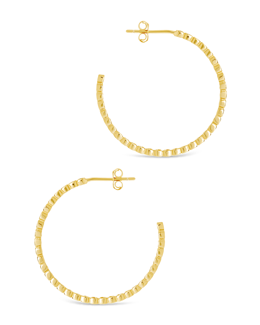 Sterling Silver Bezel Statement Bubble Hoops