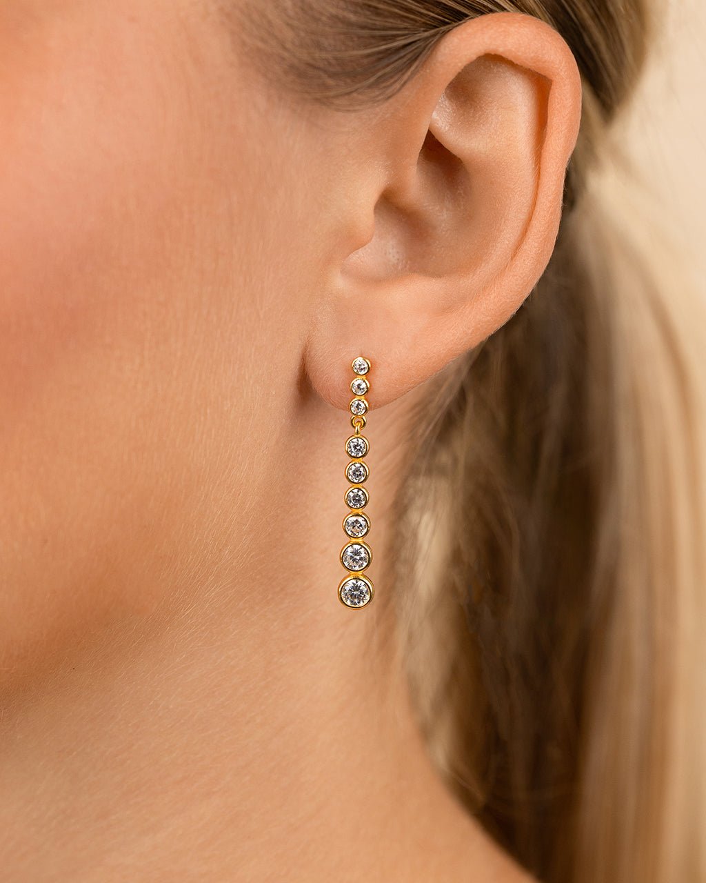 Sterling Silver Helene Brilliant Cut CZ Dangle Earrings