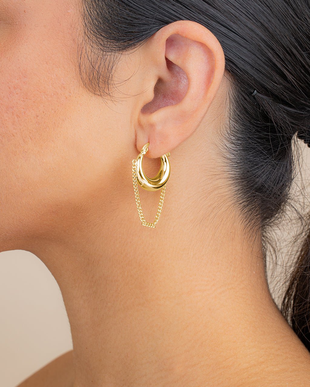 Mackenzie Chain Drop Hoop Earrings