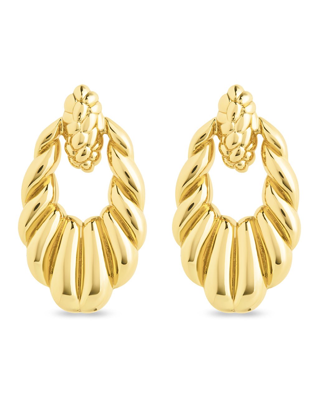 Enid Textured Door Knocker Stud Earrings