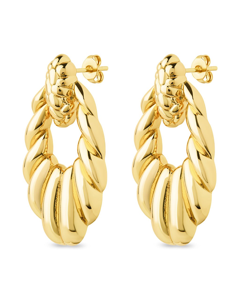 Enid Textured Door Knocker Stud Earrings