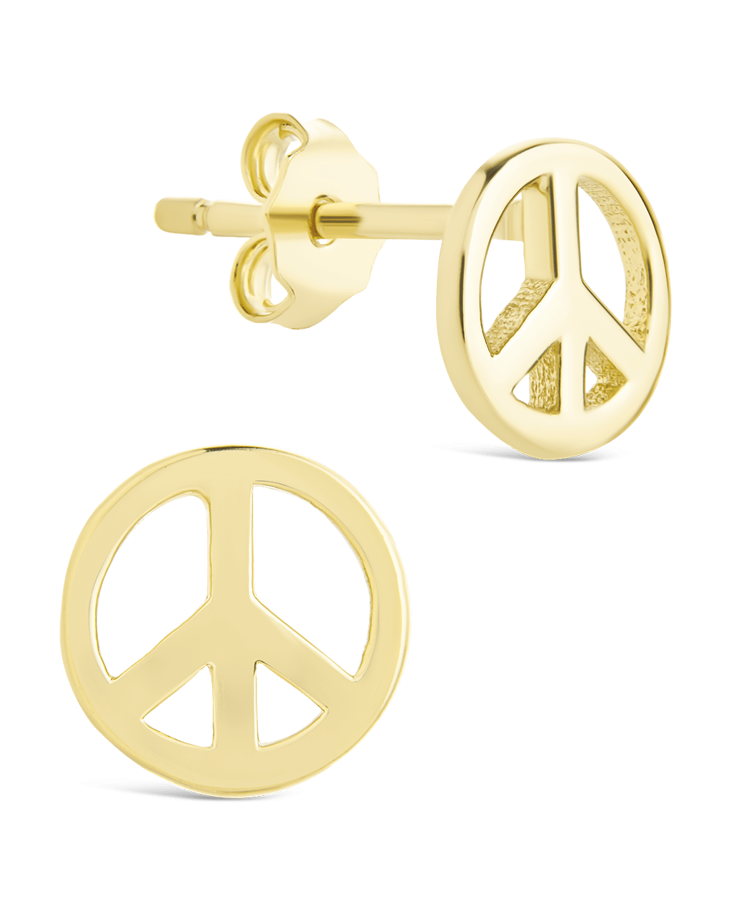 Sterling Silver Peace Sign Studs