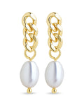 Hana Chain Drop Pearl Earrings