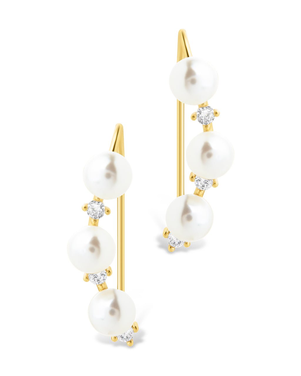 Sterling Silver Siena CZ & Pearl Threader Earrings