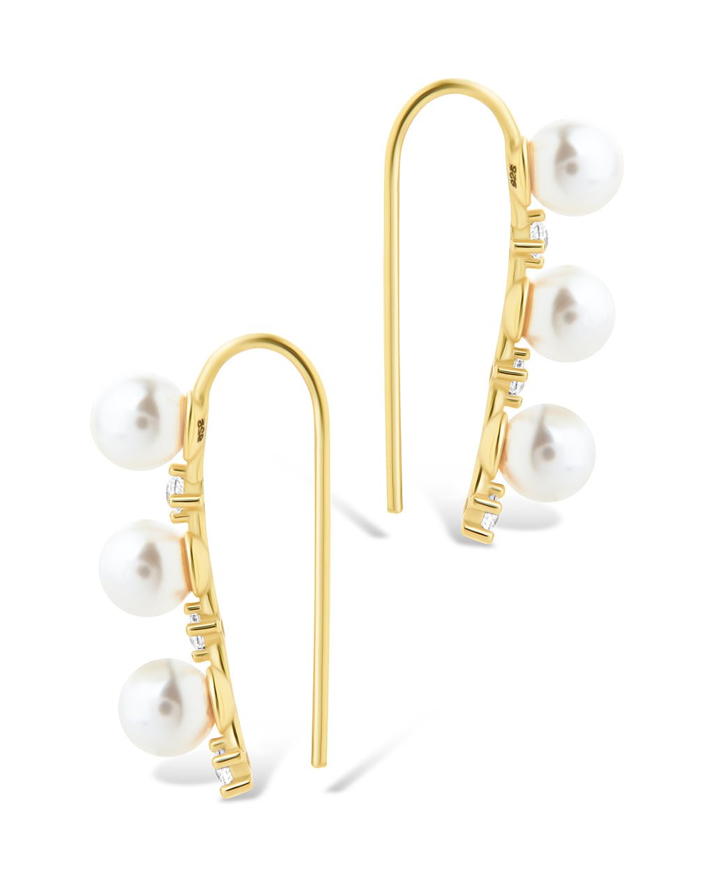 Sterling Silver Siena CZ & Pearl Threader Earrings