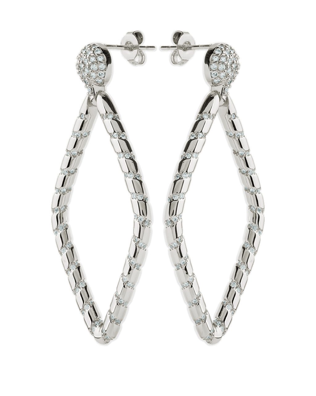 Geometric CZ Diamond Drop Stud Earrings