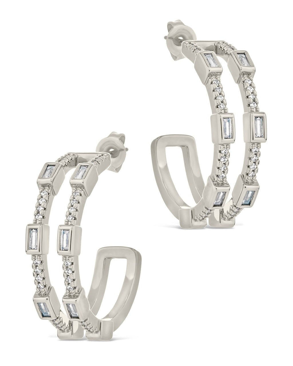 Neah CZ Station Hoop Earrings