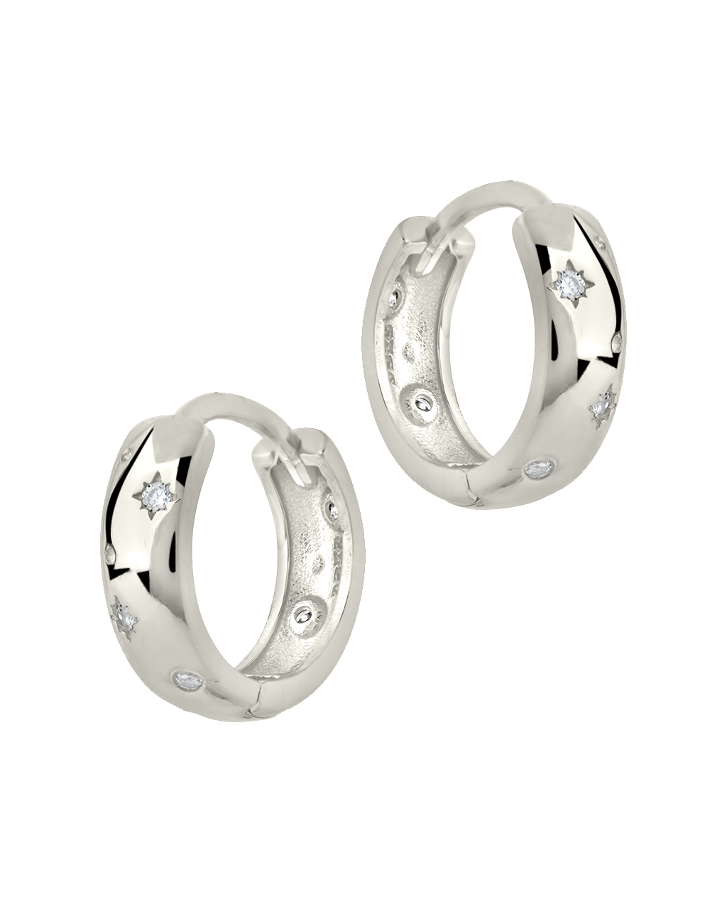 Greer CZ Burst Micro Hoop Earrings