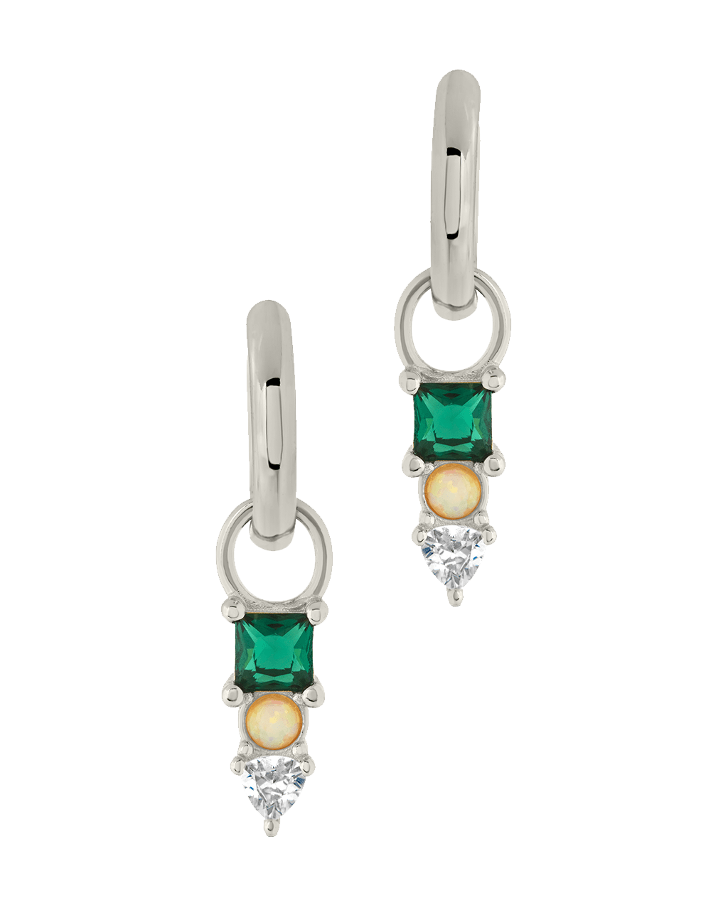 Harmony CZ & Opal Charm Hoop Earrings