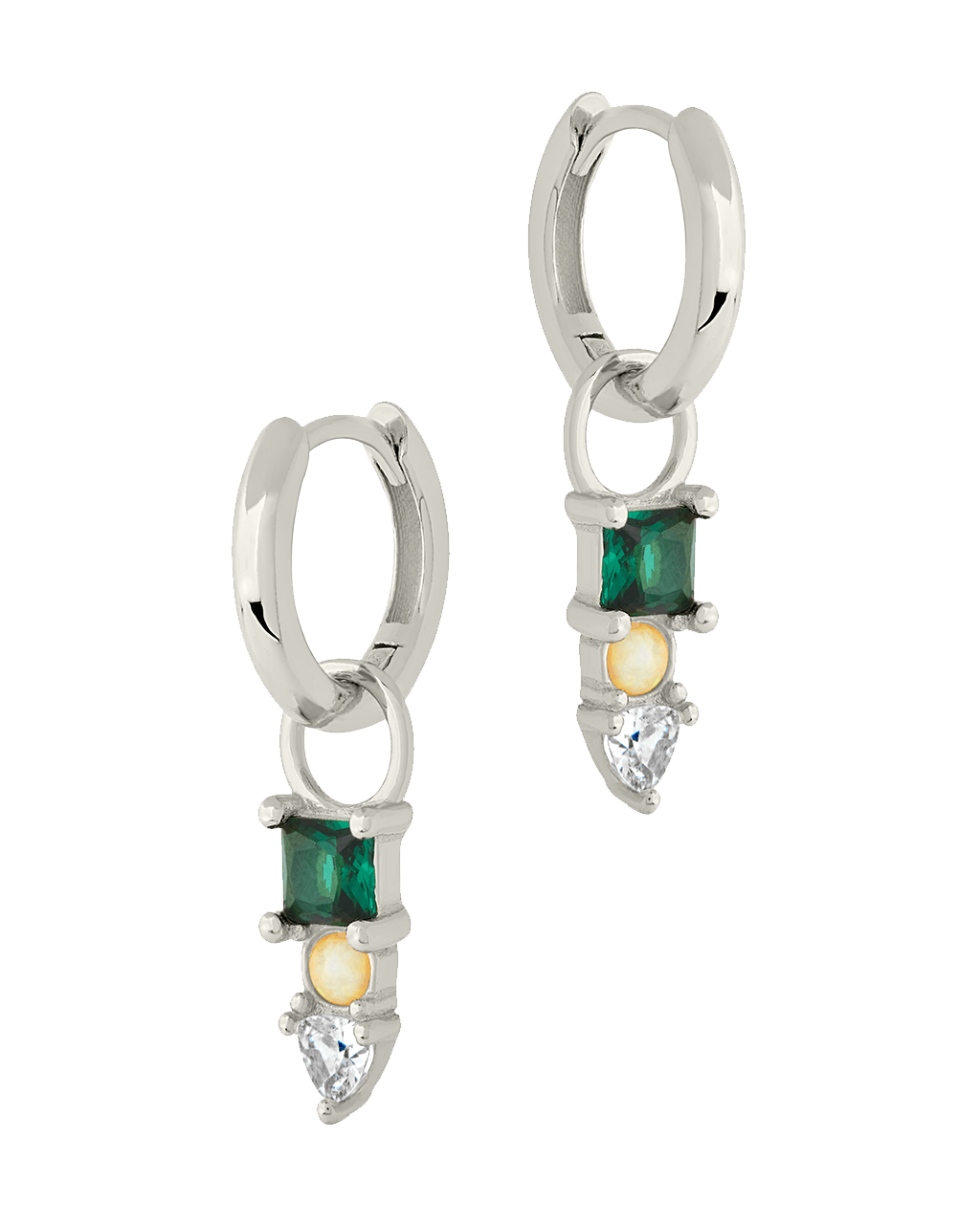 Harmony CZ & Opal Charm Hoop Earrings