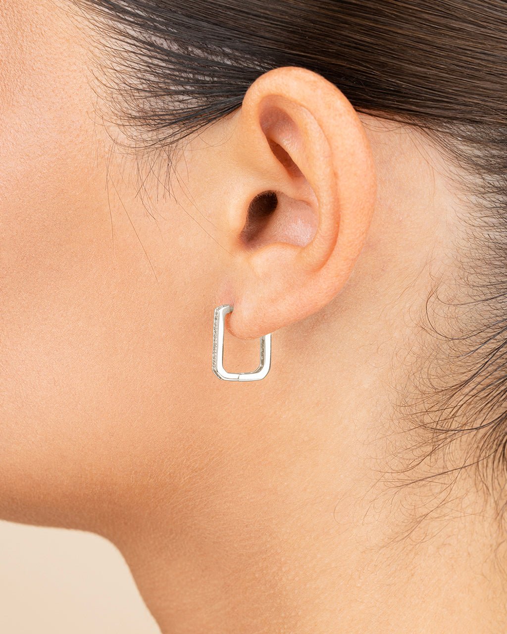 Piper CZ Rectangle Hoop Earrings