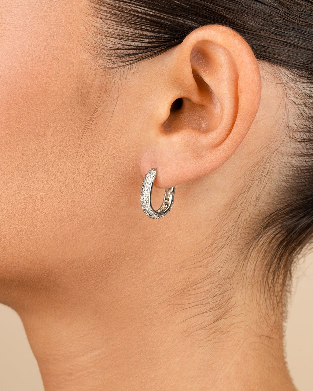 Francesca CZ Rectangular Hoop Earrings