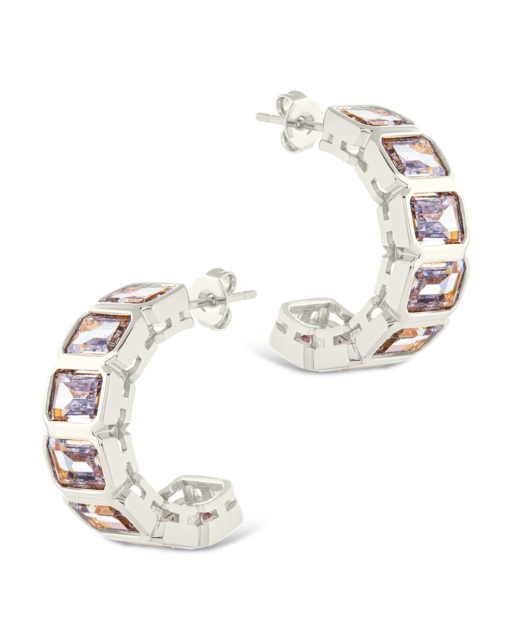 Nyssa Bezel CZ Station Hoop Earrings