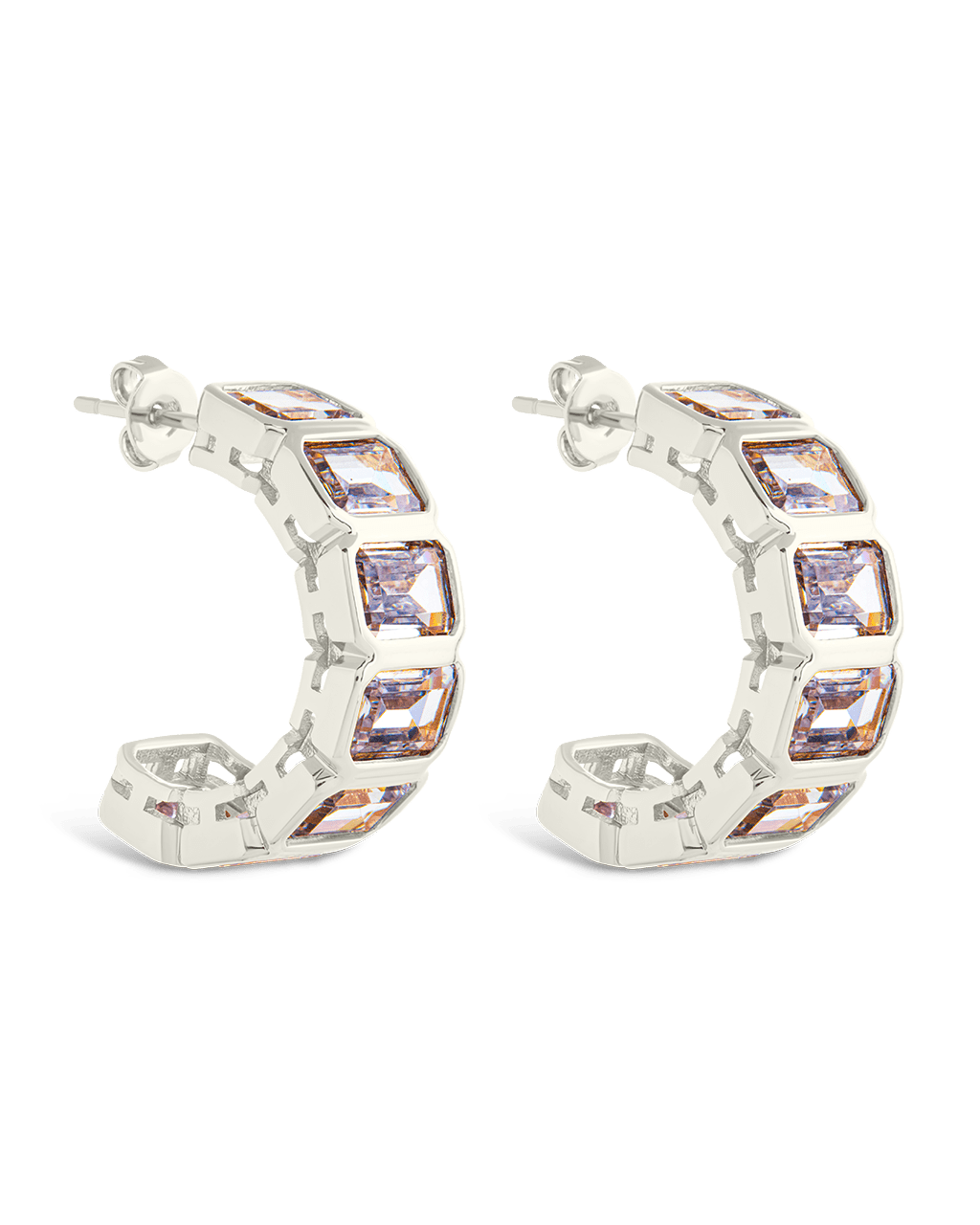 Nyssa Bezel CZ Station Hoop Earrings