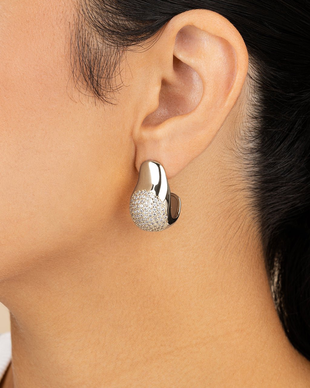Wesley CZ Statement Huggie Hoop Earrings