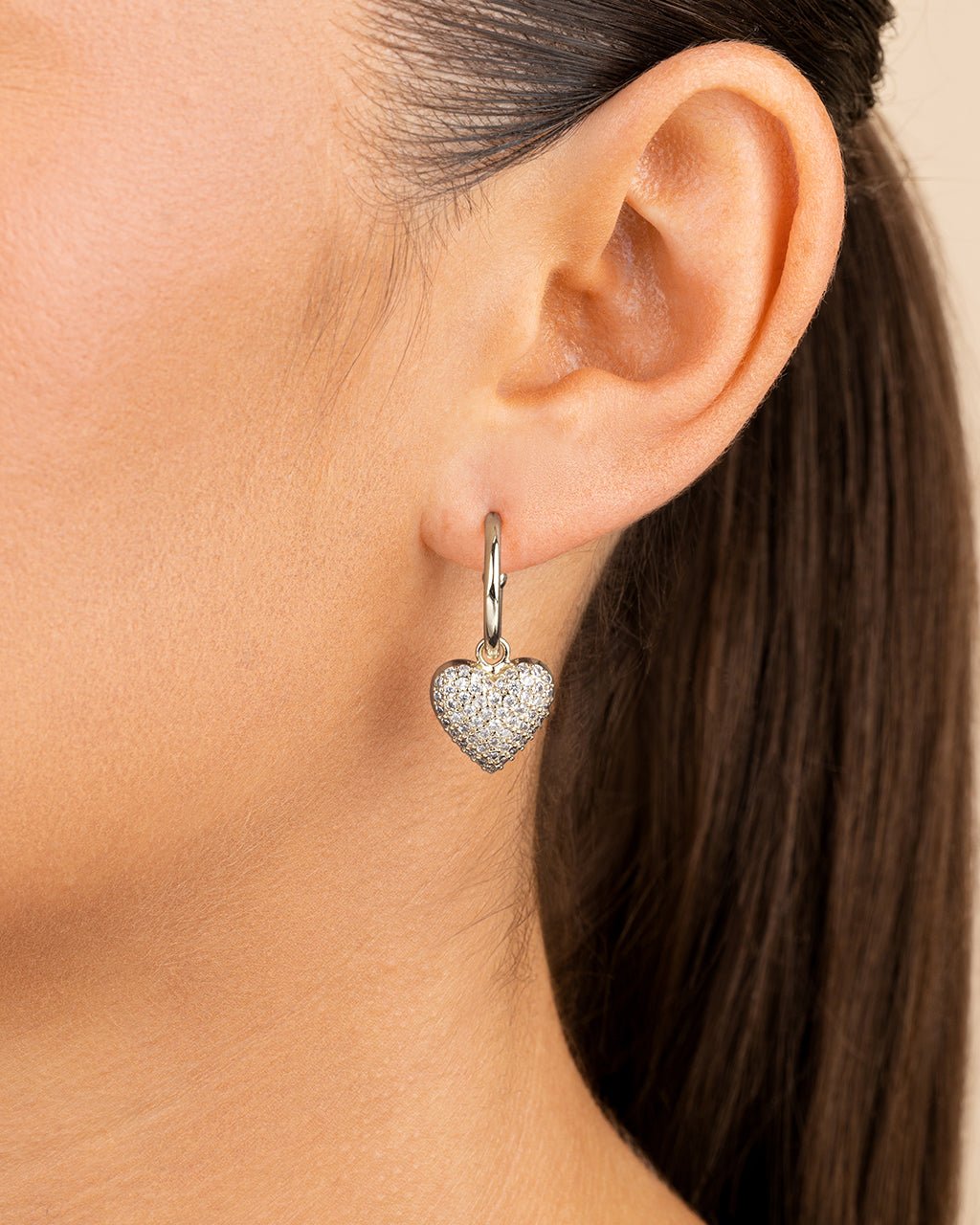 Disco Heart CZ Micro Hoop Earrings