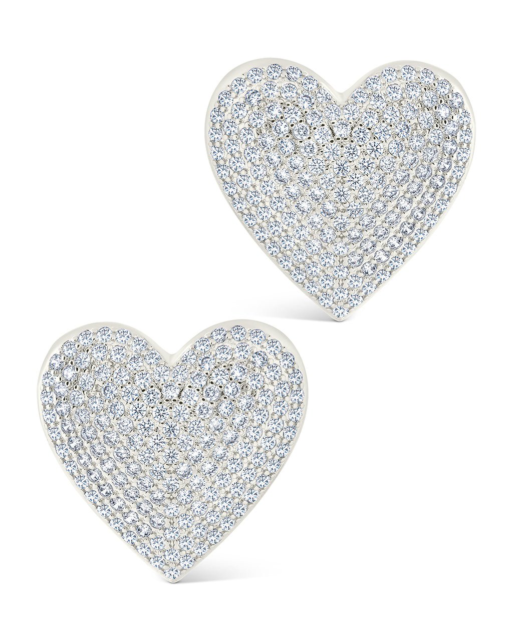 Disco Heart CZ Statement Stud Earrings