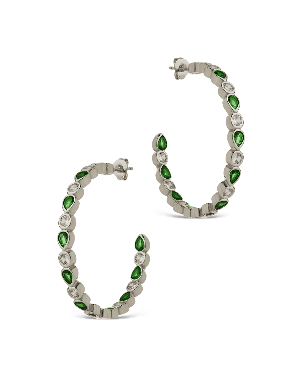 Bezel Set Mixed CZ Hoops