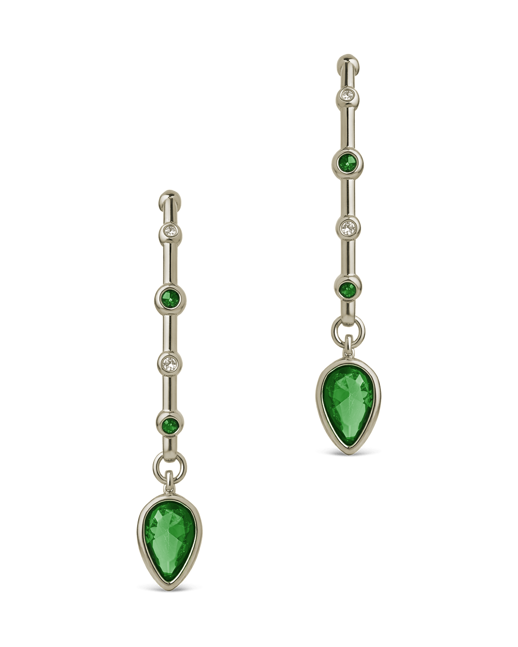 Bezel CZ Station Hoop Earrings