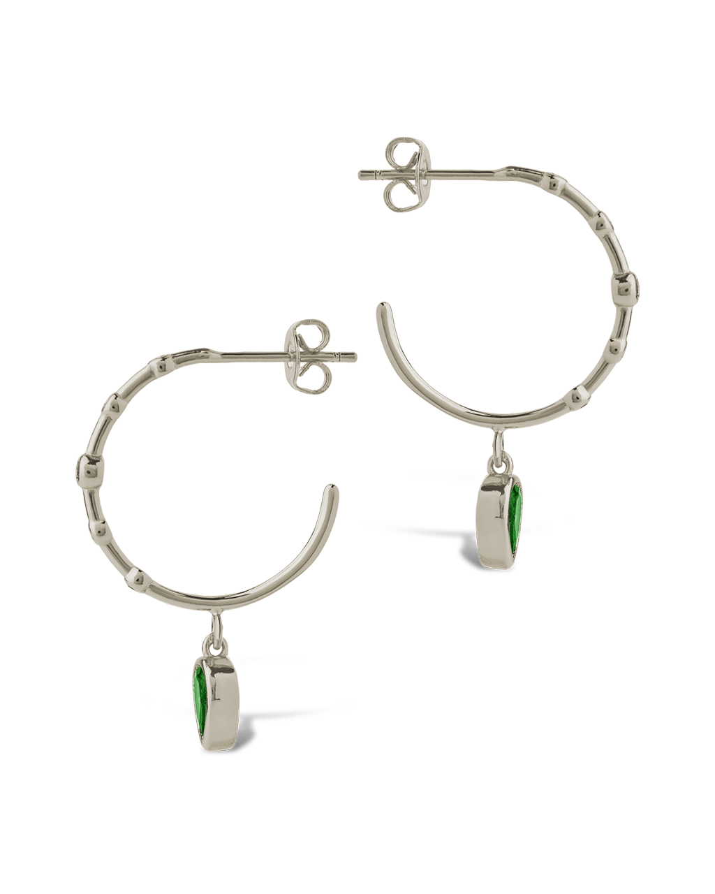 Bezel CZ Station Hoop Earrings