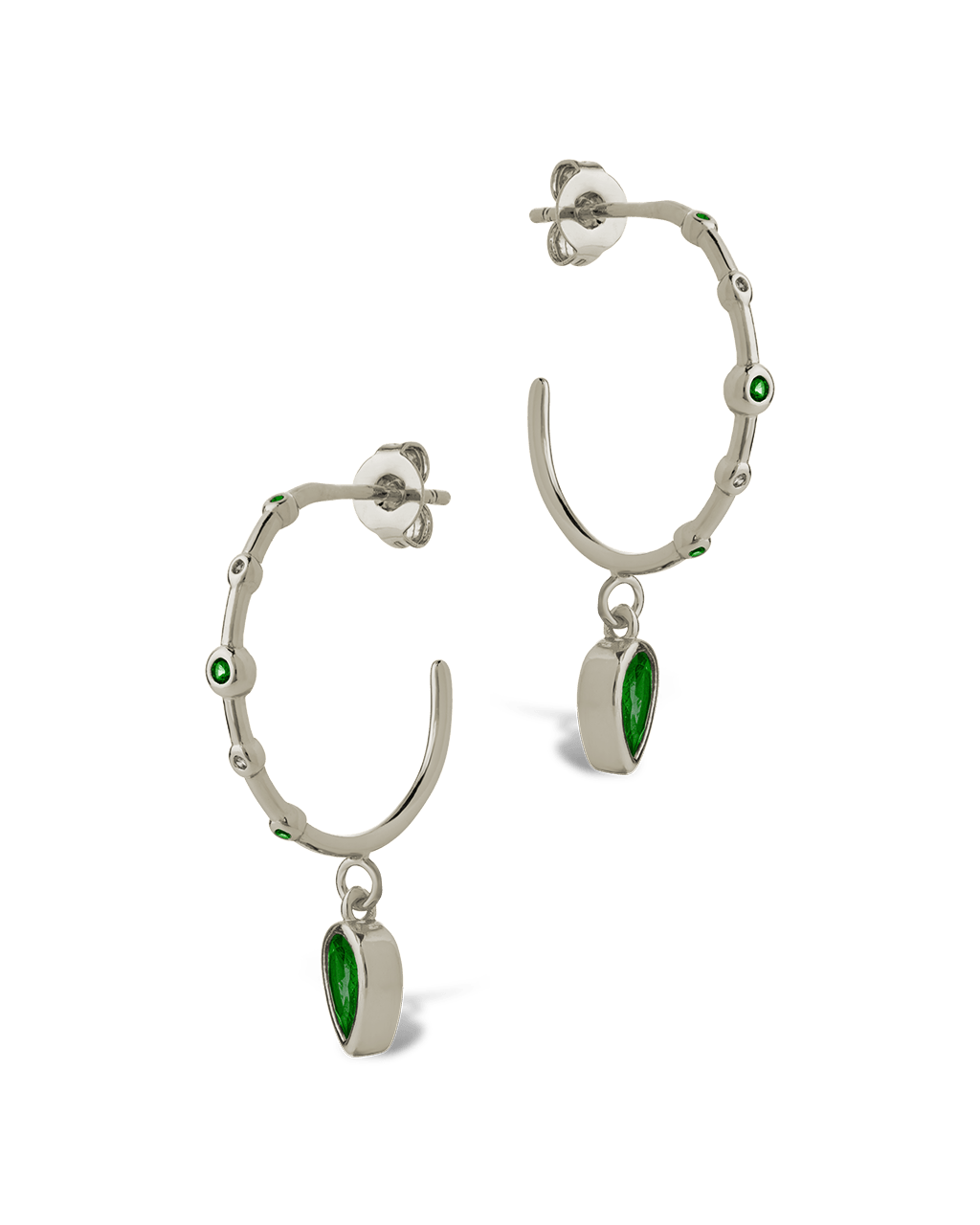 Bezel CZ Station Hoop Earrings