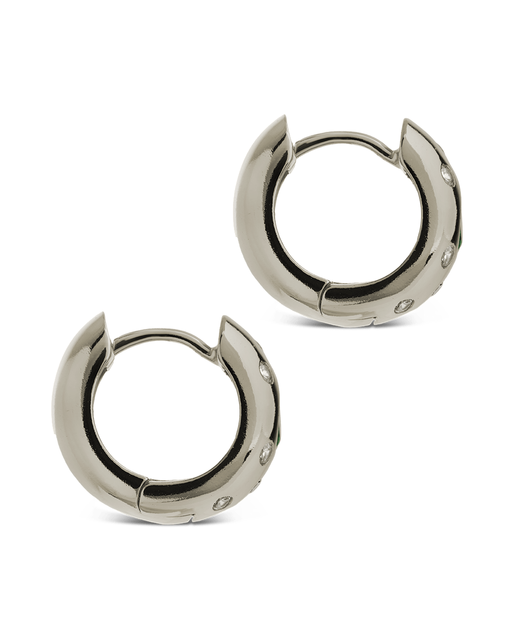 Mixed CZ Chunky Huggie Hoops
