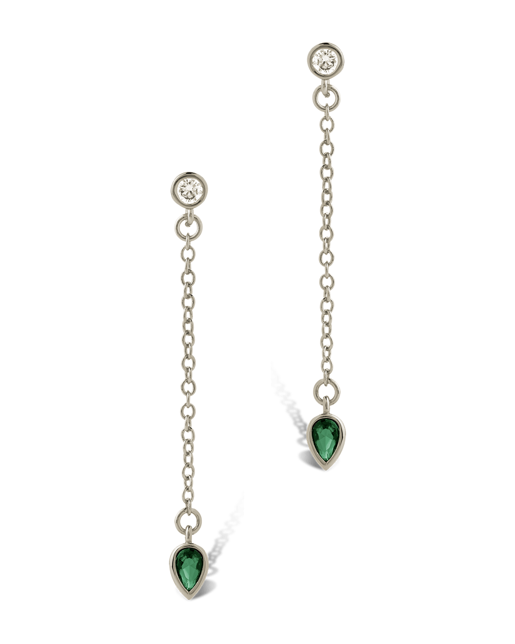 Delicate Chain Link CZ Drop Earrings