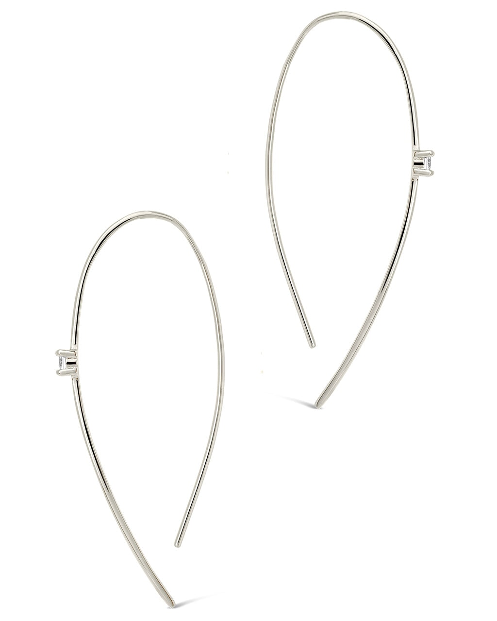 Sterling Silver CZ Studded Threader Earrings