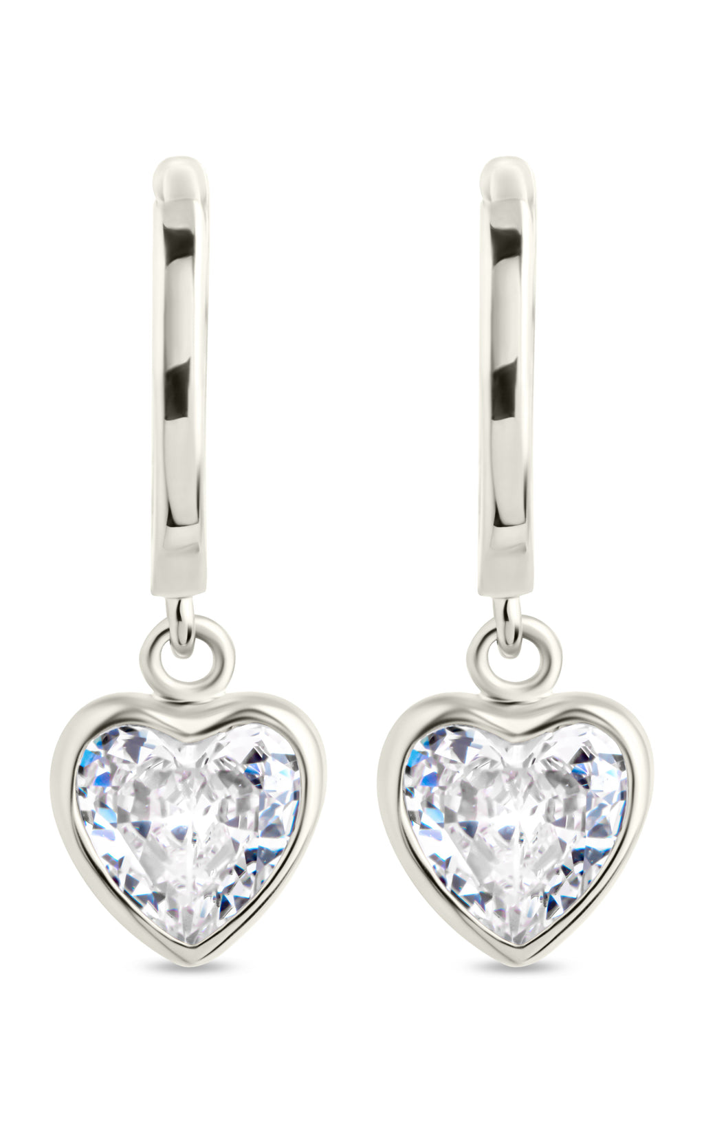 Sterling Silver Lizzy CZ Heart Drop Earrings