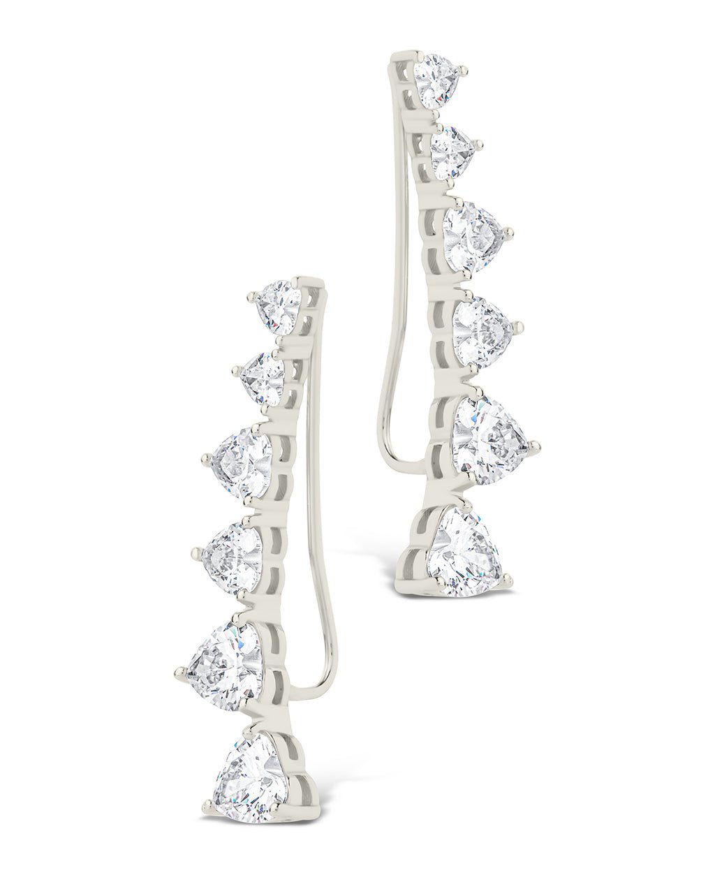 Sterling Silver Jillian CZ Heart Crawler Studs
