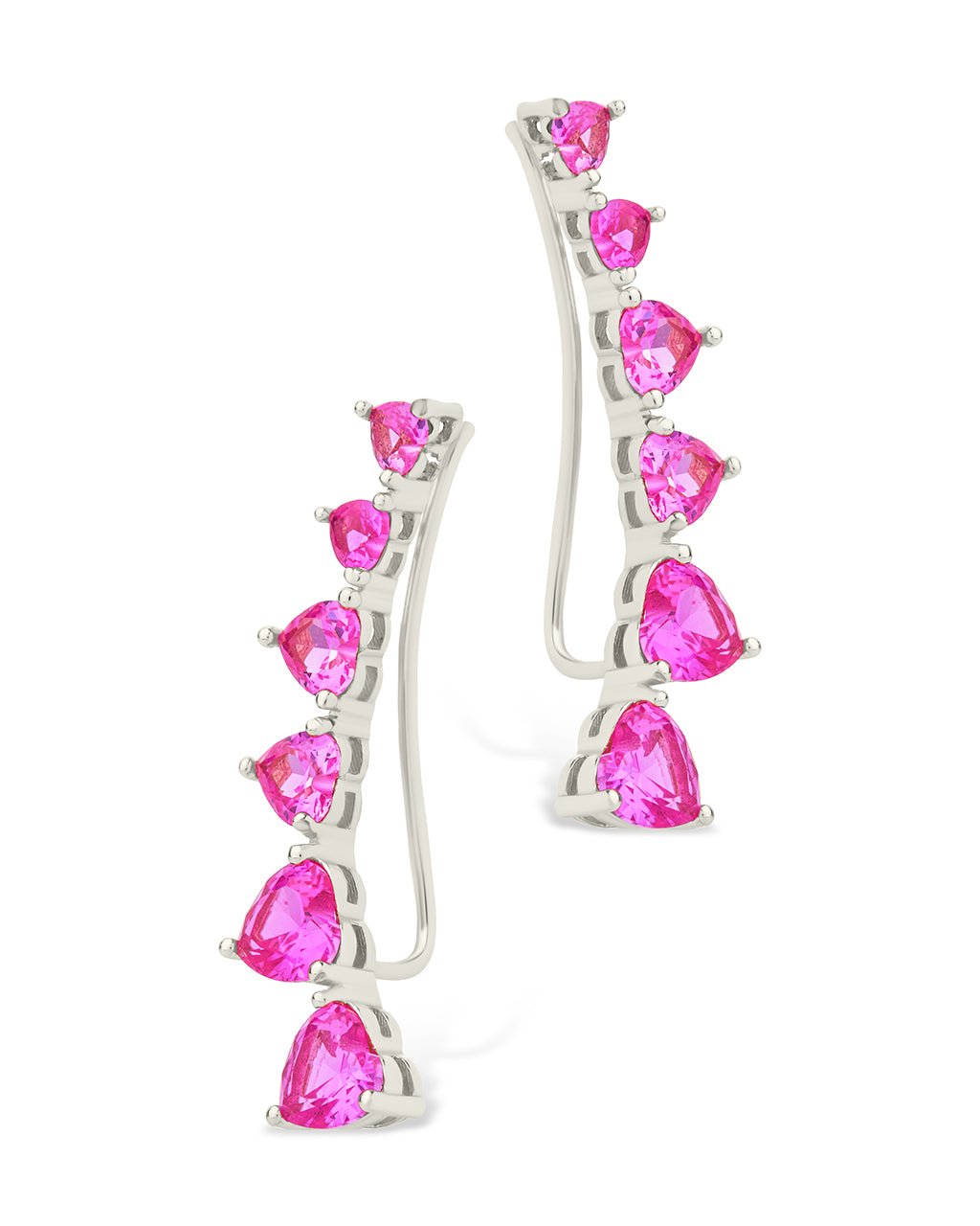 Sterling Silver Jillian CZ Heart Crawler Studs