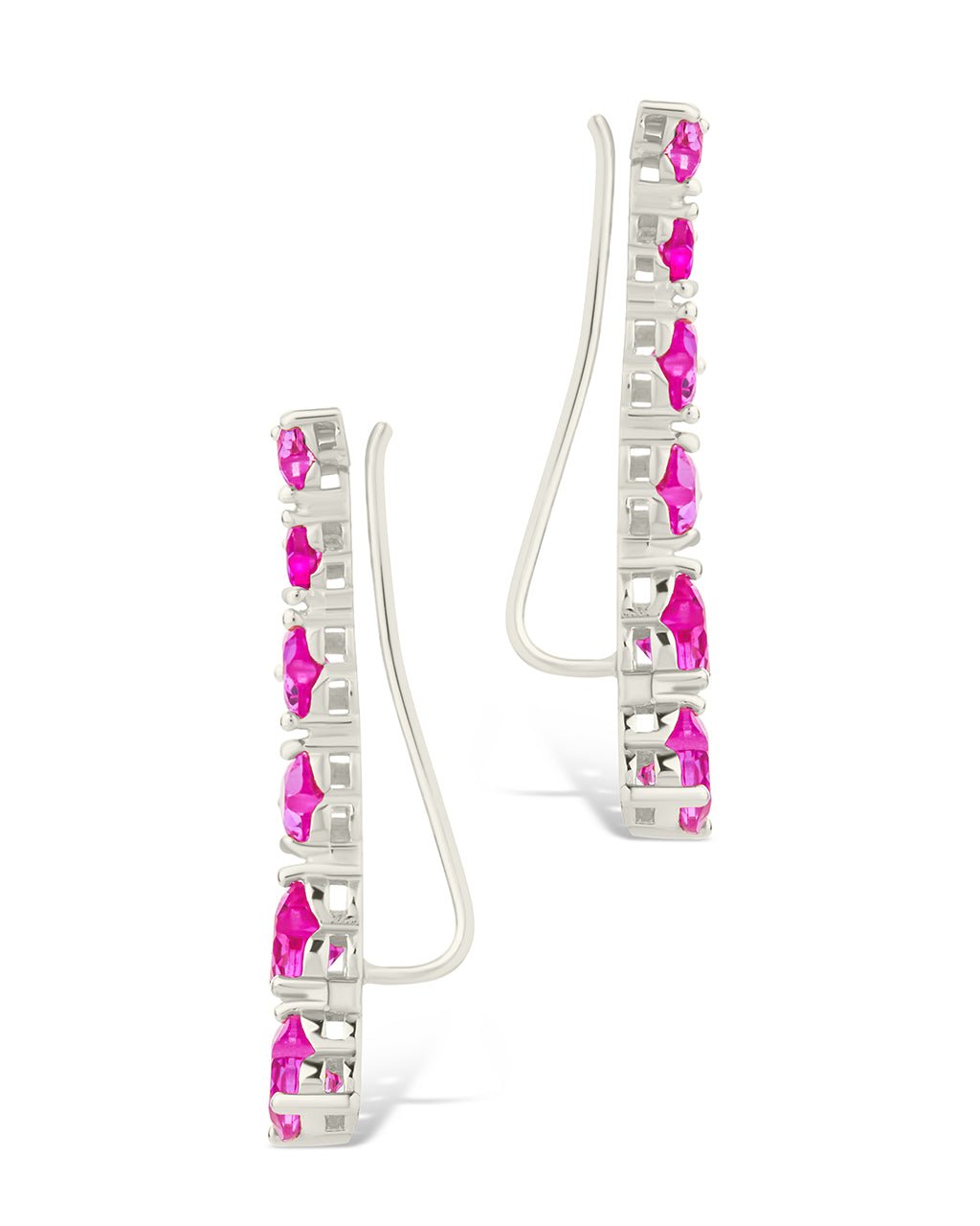 Sterling Silver Jillian CZ Heart Crawler Studs