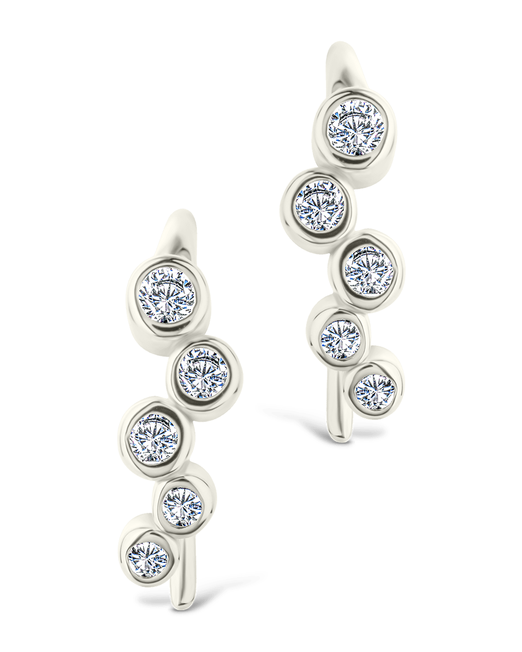 Sterling Silver Talia CZ Bezel Crawler Earrings
