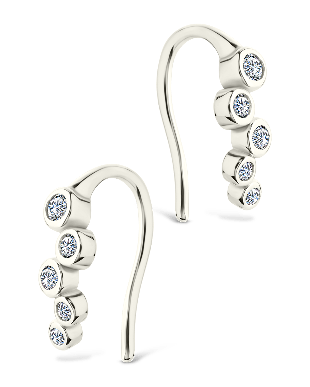 Sterling Silver Talia CZ Bezel Crawler Earrings