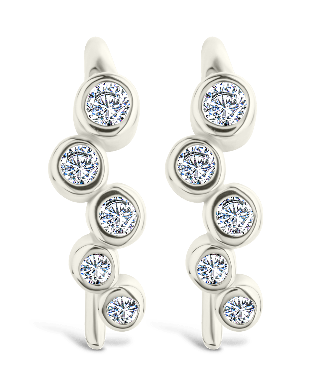 Sterling Silver Talia CZ Bezel Crawler Earrings