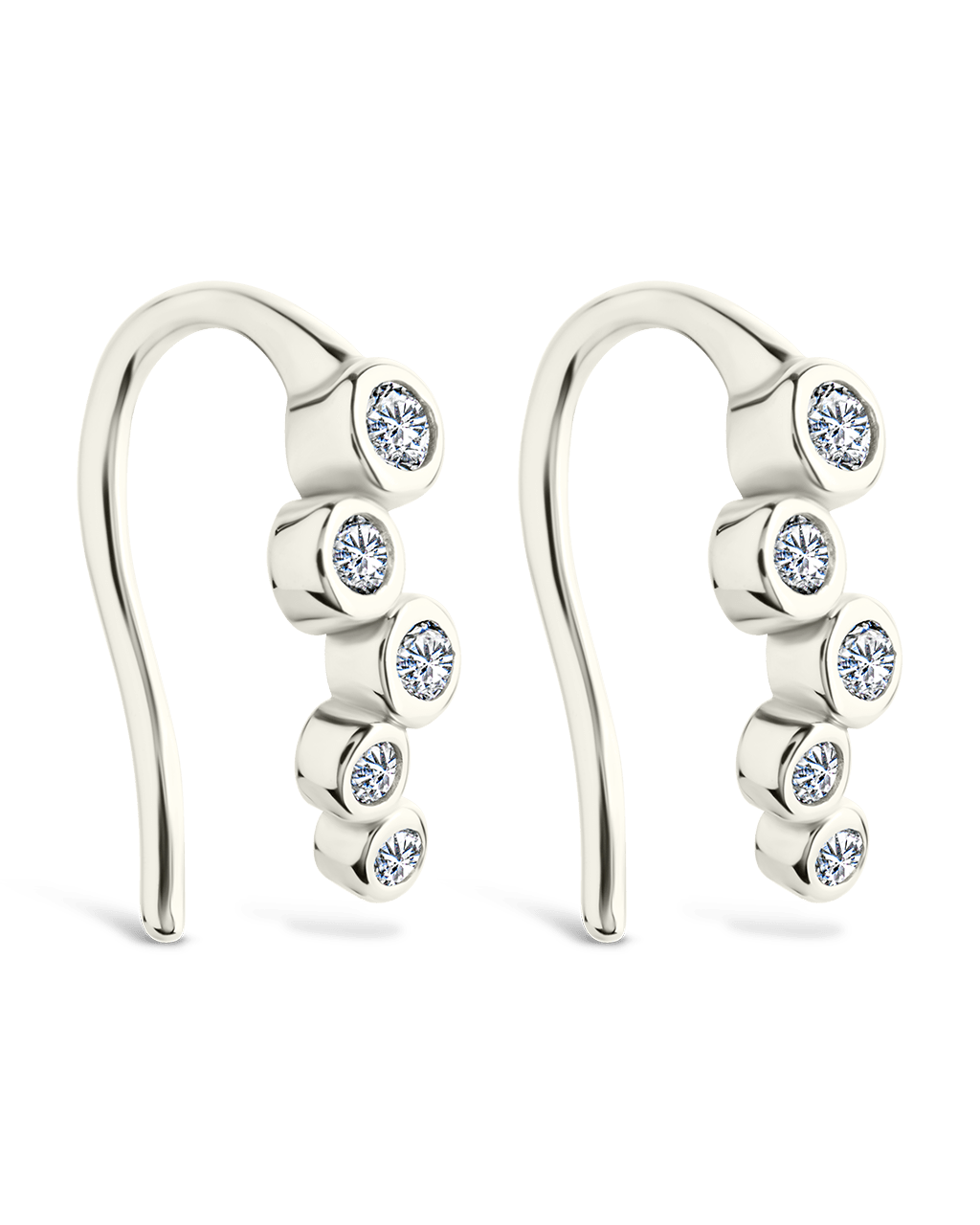 Sterling Silver Talia CZ Bezel Crawler Earrings