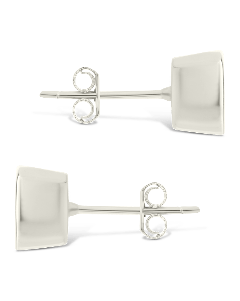 Sterling Silver Asscher Cut Bezel Set Stud Earrings