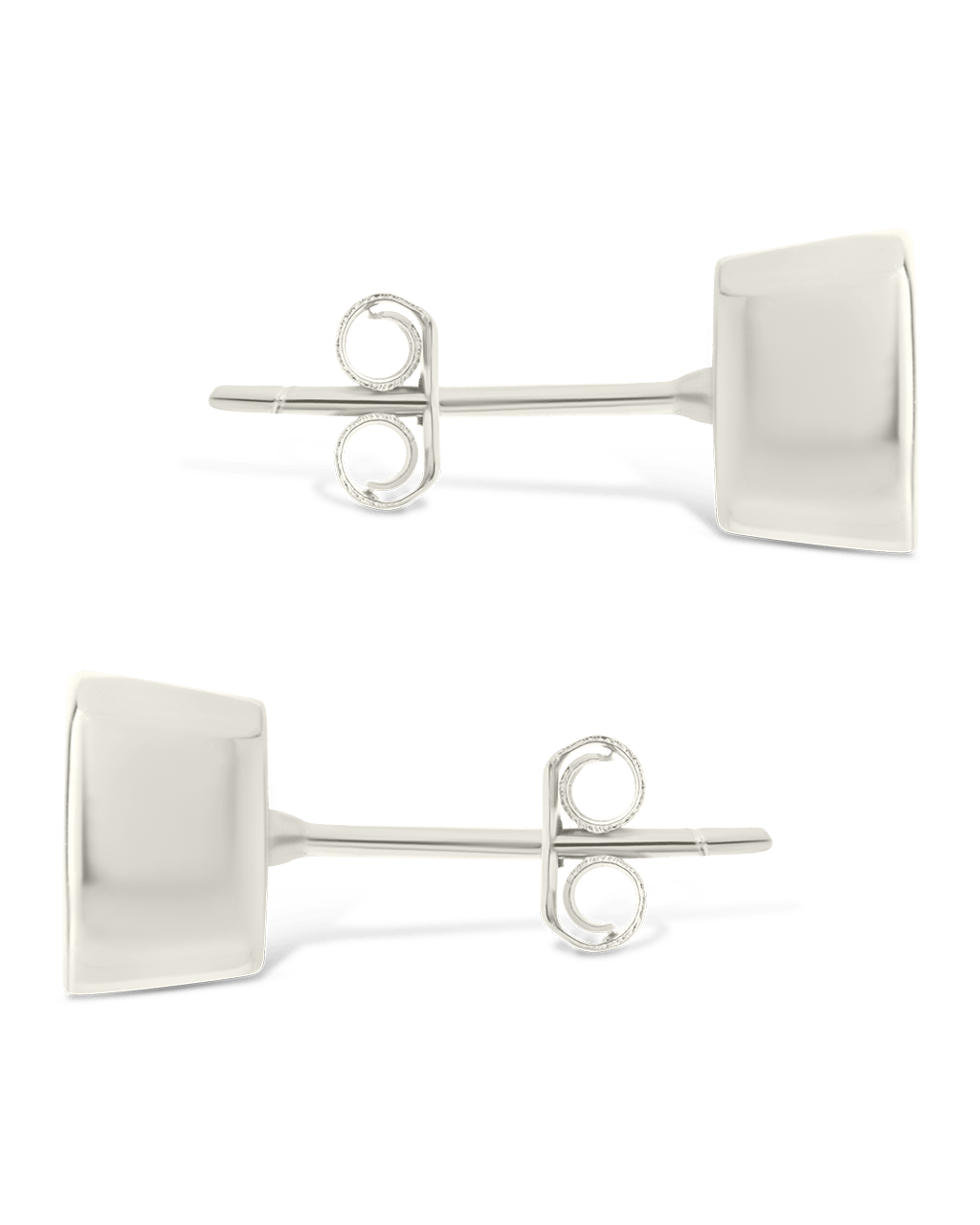 Sterling Silver Cushion Cut Bezel Set Stud Earrings