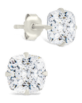 Sterling Silver Cushion Cut Prong Set Stud Earrings