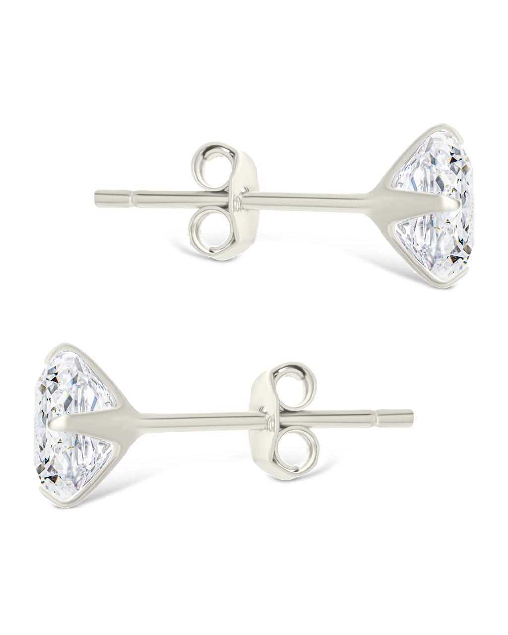 Sterling Silver Cushion Cut Prong Set Stud Earrings