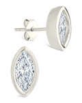 Sterling Silver Marquise Cut Bezel Set Stud Earrings