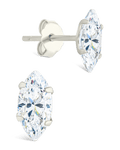Sterling Silver Marquise Cut Prong Set Stud Earrings