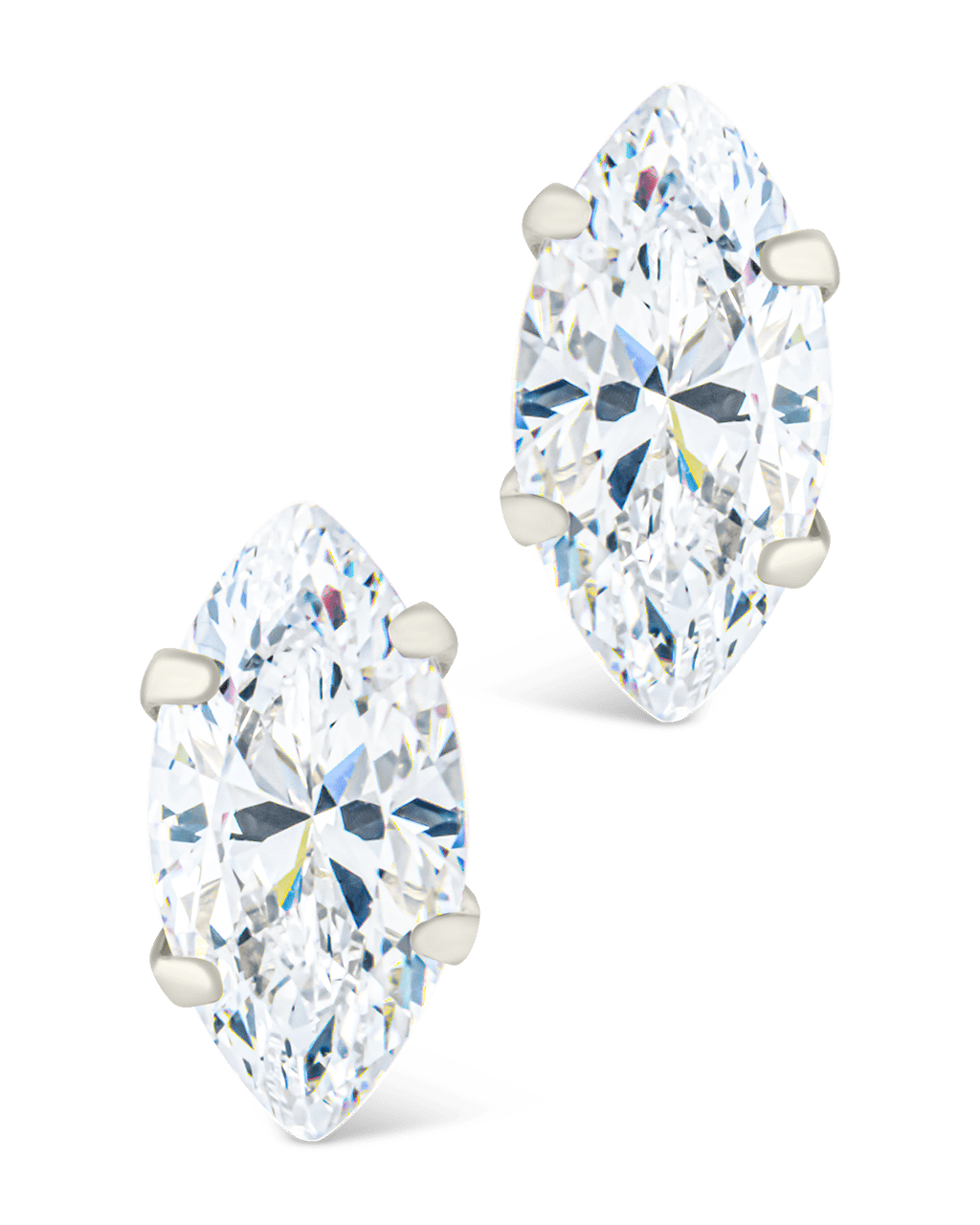 Sterling Silver Marquise Cut Prong Set Stud Earrings