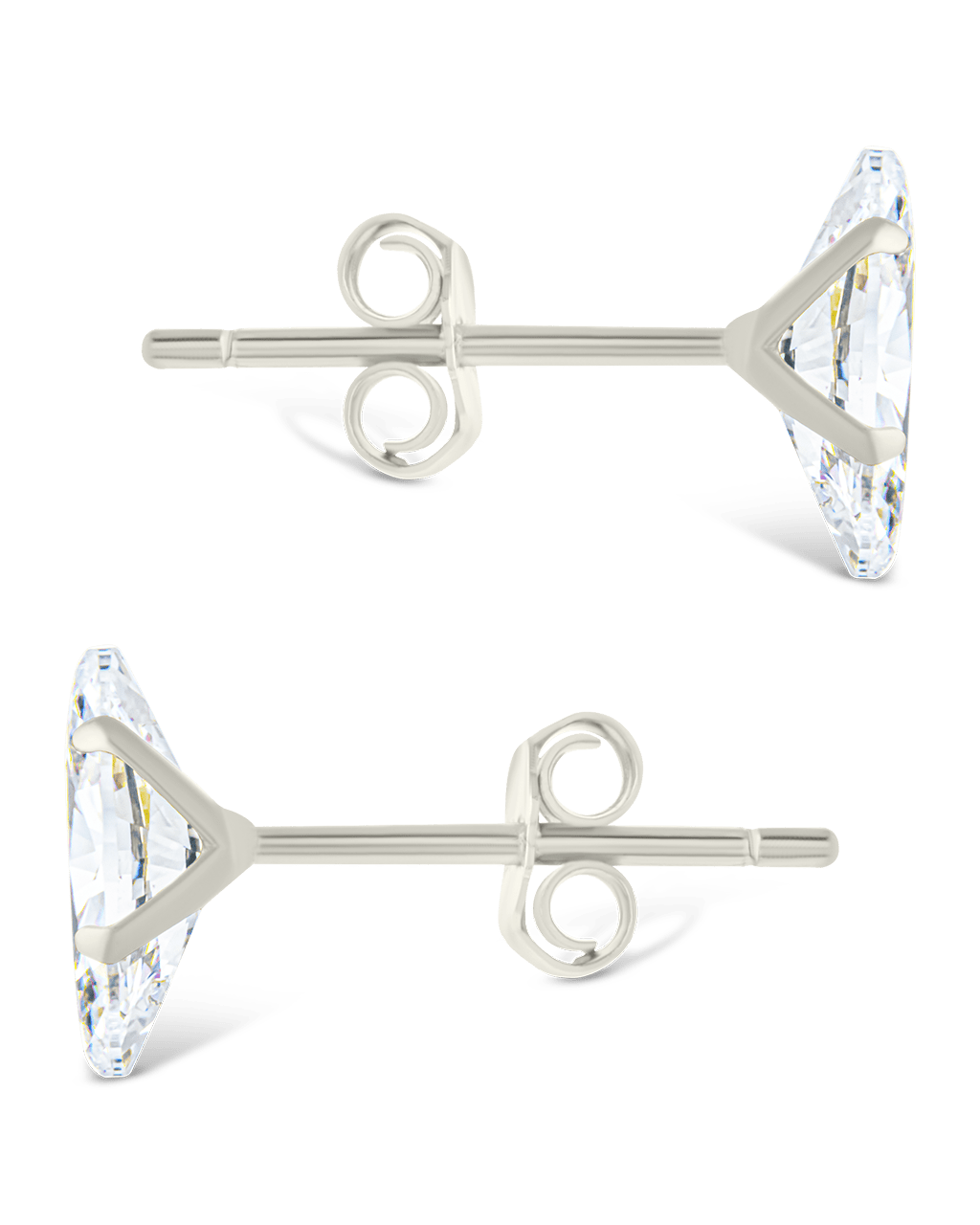 Sterling Silver Marquise Cut Prong Set Stud Earrings