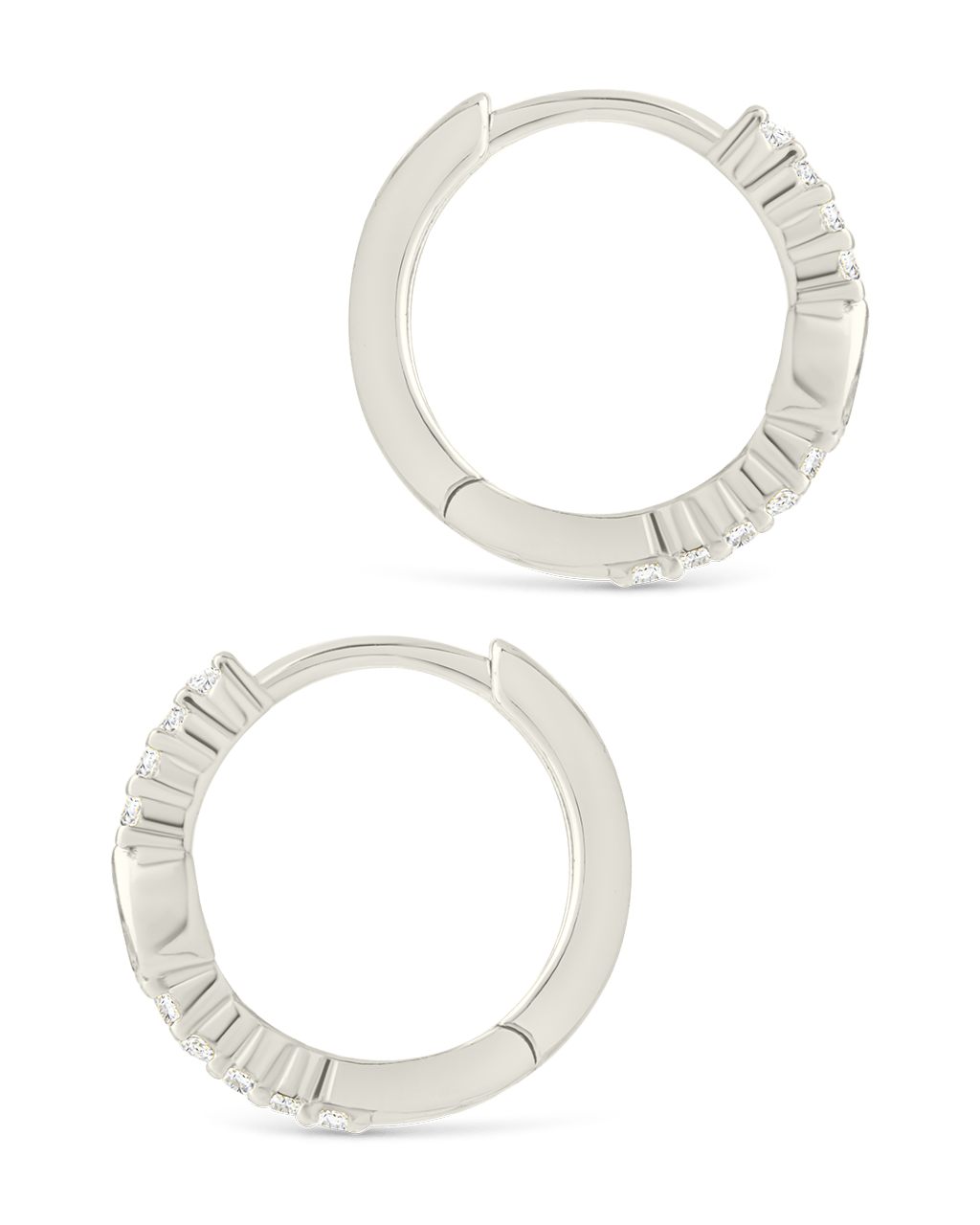 Sterling Silver Pear Cut Bezel Set Huggie Hoop Earrings