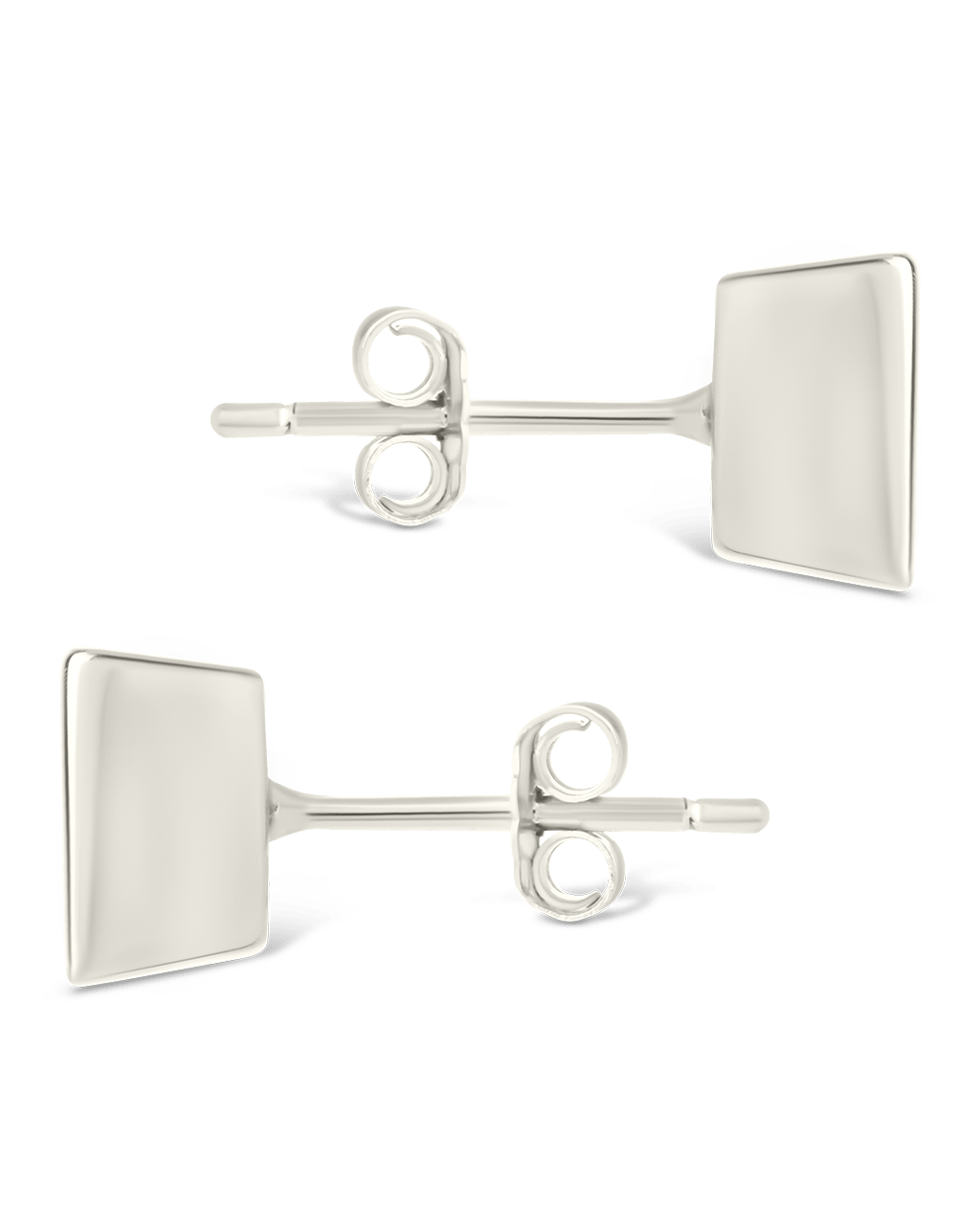 Sterling Silver Princess Cut Bezel Set Stud Earrings